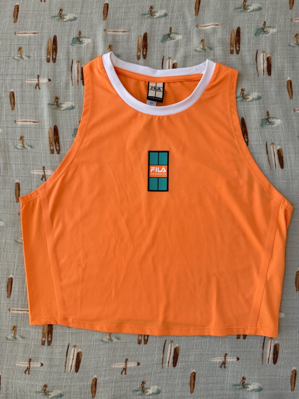 Fila x Devereux Orange Crop TankTop with White Accents NWOT